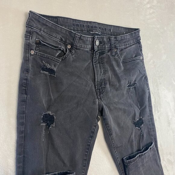 American Eagle Slim Jeans 32X31 Next Level Flex Slim Stretch Black Distressed - Picture 3 of 12